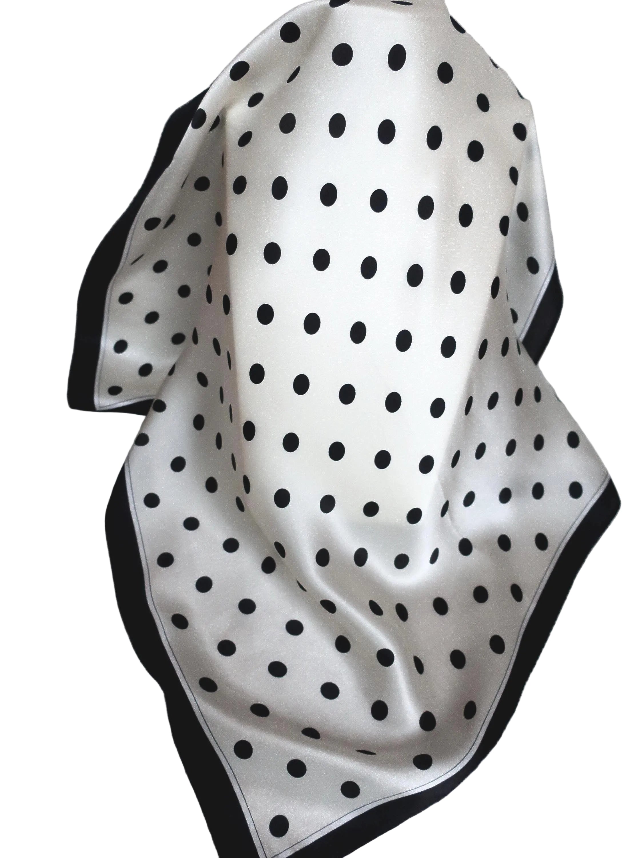 White Polka Dot Silk Scarf 53×53 cm | Classic Bandana - Scarves4you