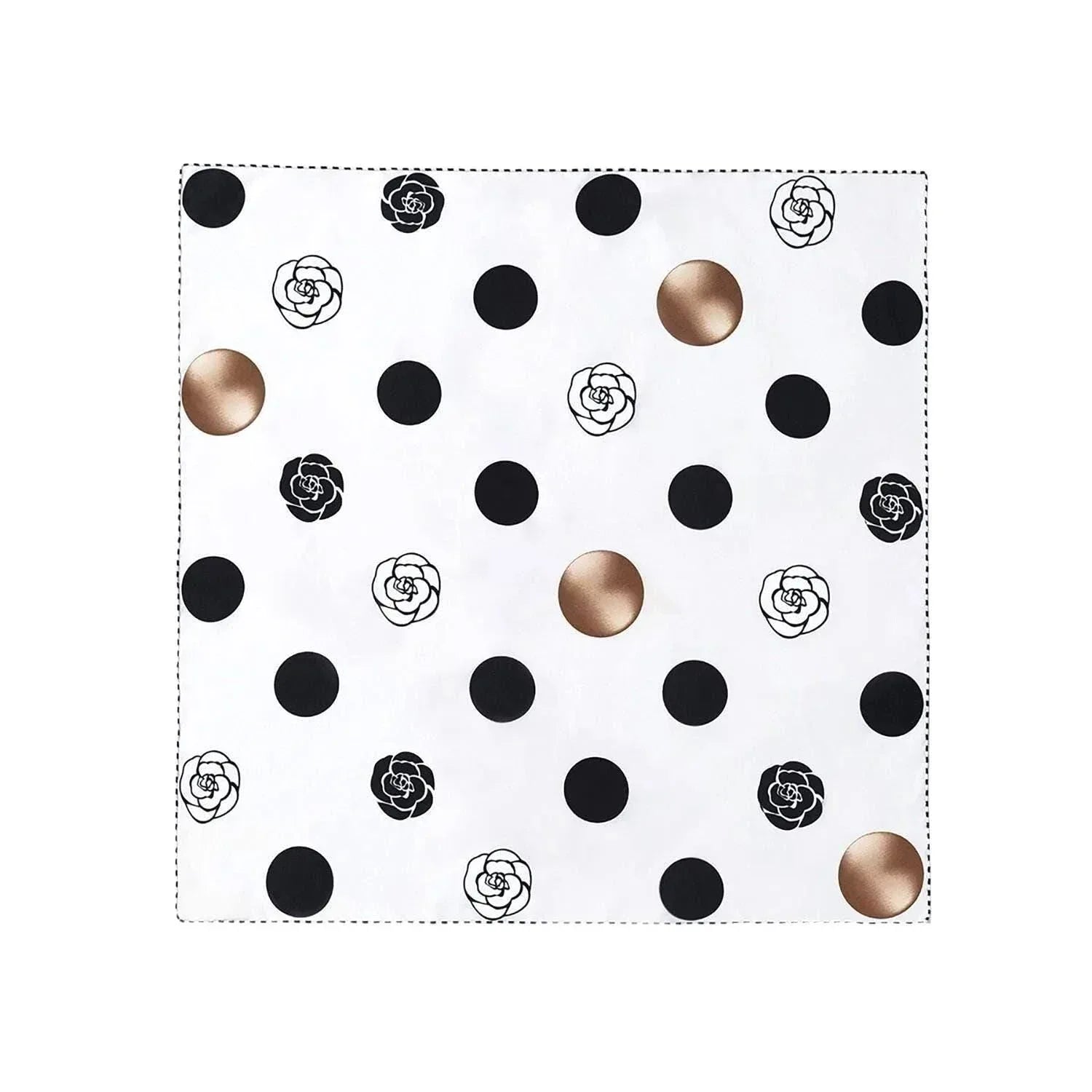 White Camellia Dot Silk Scarf - 53x53cm - Scarves4you
