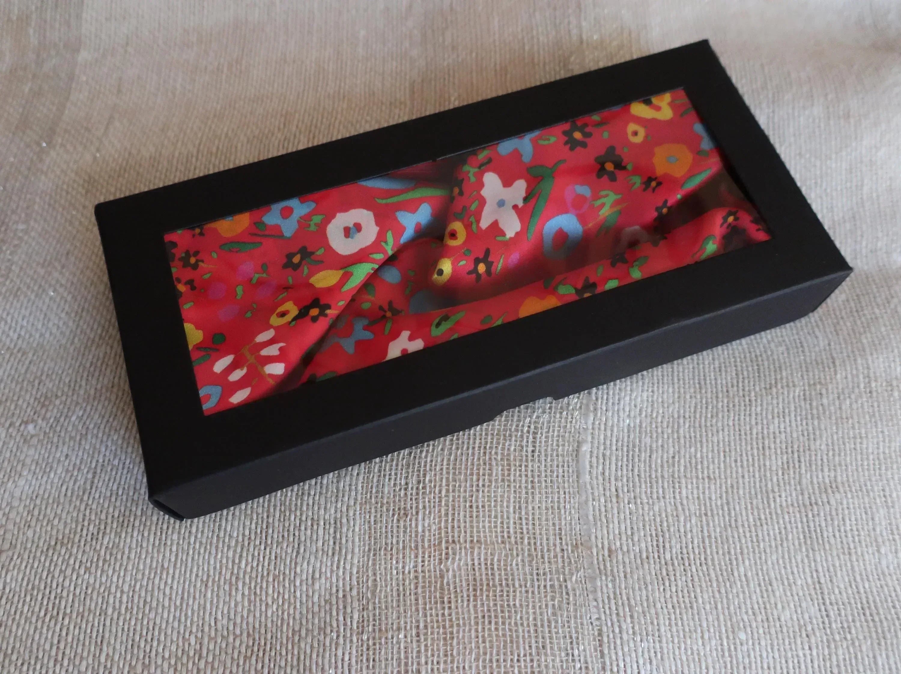 Natural Mulberry Silk Square Scarf - Red Floral Botanical Pattern 53x53cm - Scarves4you