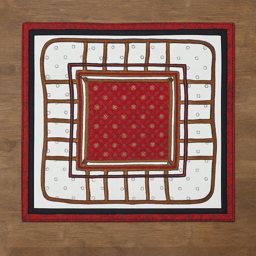 Silk Square Scarf 53×53 cm – Red Geometric Stripe Print | Luxury Bandana - Scarves4you