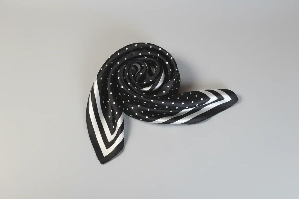Black Polka Dot Silk Scarf 53×53 cm | Classic Bandana - Scarves4you