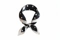 Natural Mulberry Silk Scarf – Black Polka Dot White Large Dots Design – 53x53 cm