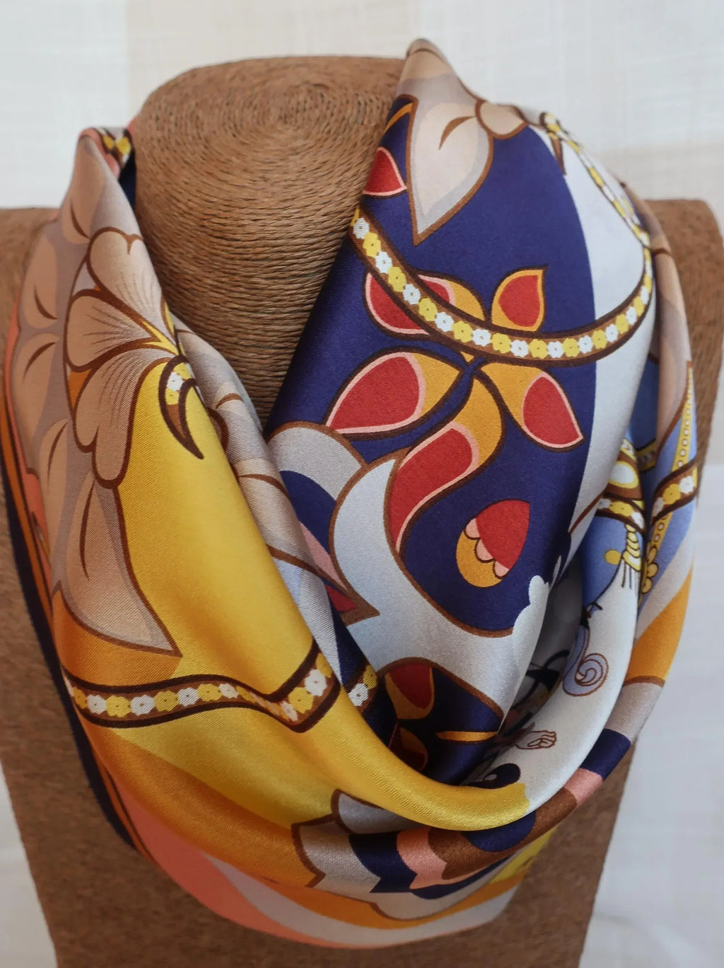 53x53 cm Mulberry Silk Scarf | Colorful Floral Garden | Luxury Square Scarf | Women's & Men's Neckerchief - Scarves4you