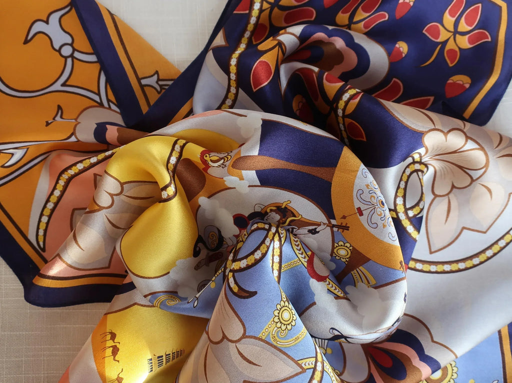 53x53 cm Mulberry Silk Scarf | Colorful Floral Garden | Luxury Square Scarf | Women's & Men's Neckerchief - Scarves4you