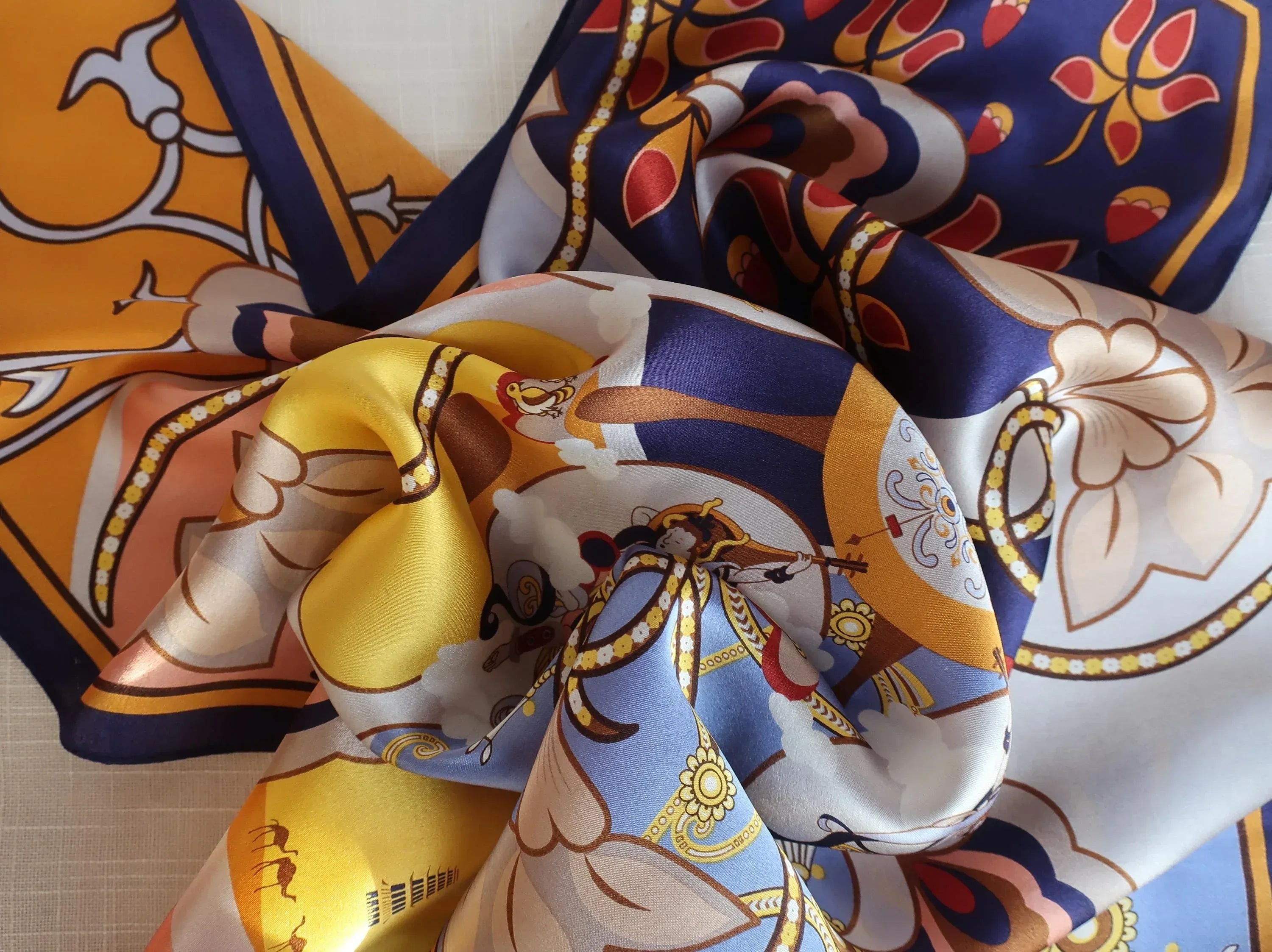 53x53 cm Mulberry Silk Scarf | Colorful Floral Garden | Luxury Square Scarf | Women's & Men's Neckerchief - Scarves4you