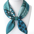 Natural Mulberry Silk Square Scarf - Green Abstract Artistic Pattern 53x53cm - Scarves4you