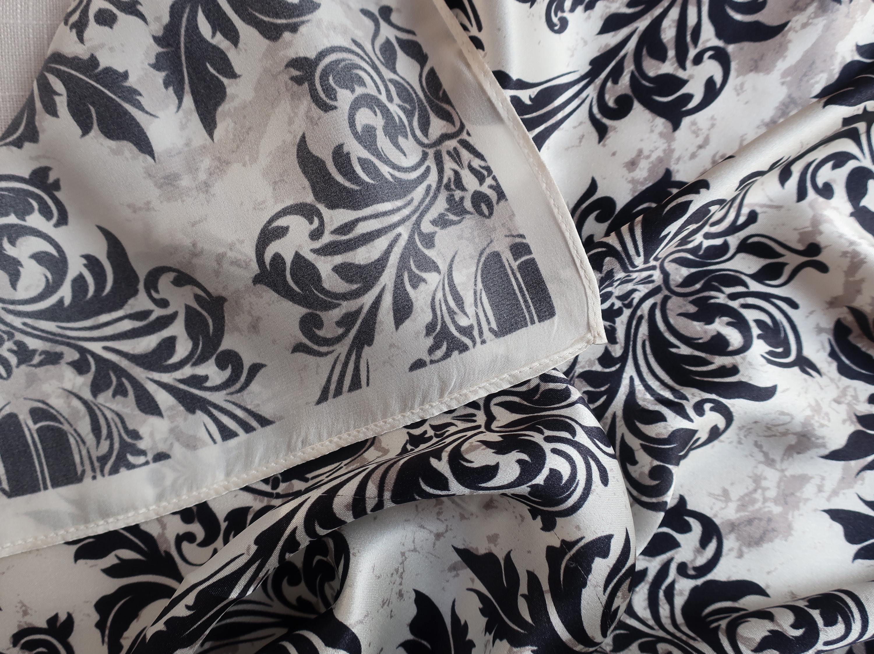 Navy Baroque Silk Scarf 53x53cm | 100% Mulberry Silk Neckerchief - Scarves4you