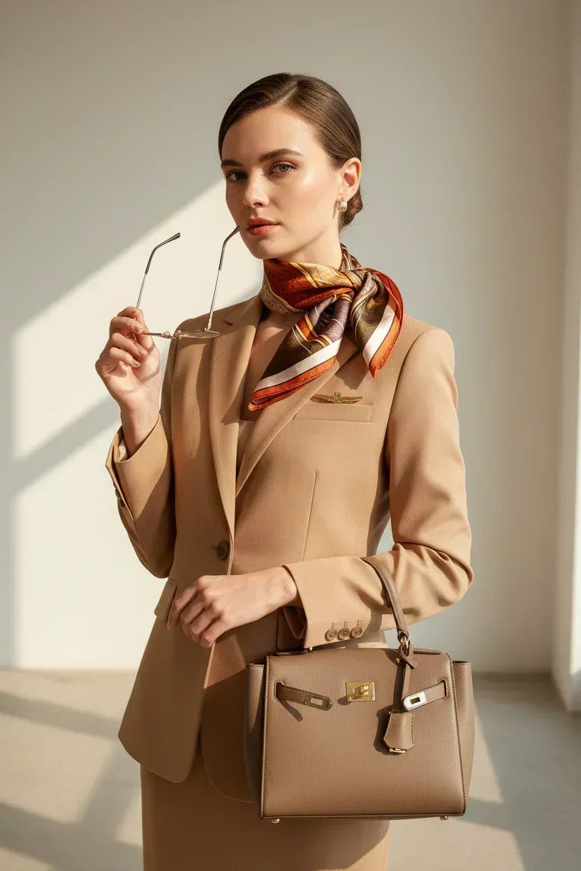 65x65 cm Mulberry Silk Scarf | Brown Rust Abstract | Luxury Large Square Scarf | Women's & Men's Neckerchief - Scarves4you
