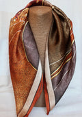 65x65 cm Mulberry Silk Scarf | Brown Rust Abstract | Luxury Large Square Scarf | Women's & Men's Neckerchief - Scarves4you