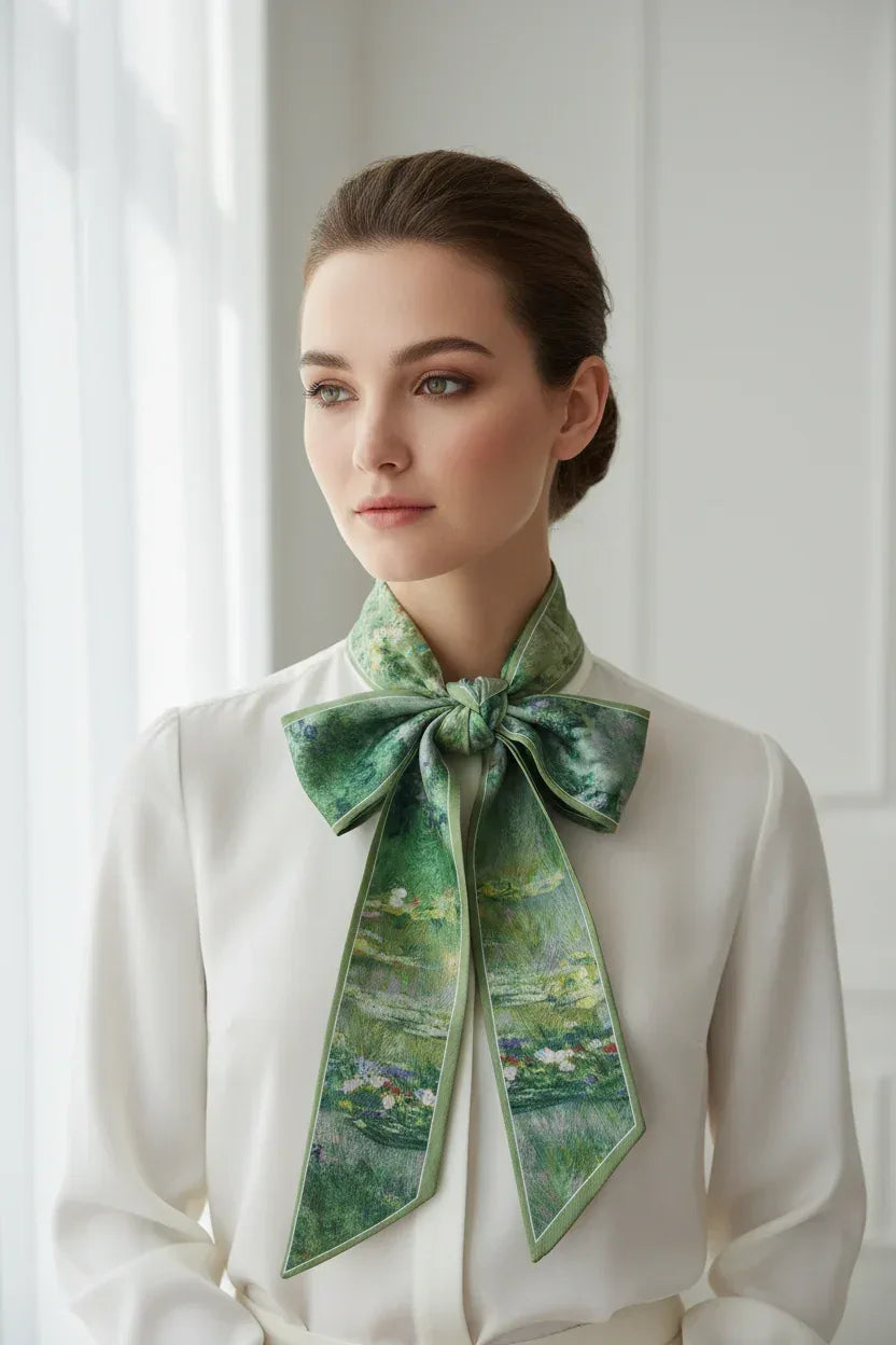 Vintage Oil Painting Headband: Elegant Floral Hair Accessory & Skinny Scarf for Bags - Scarves4you