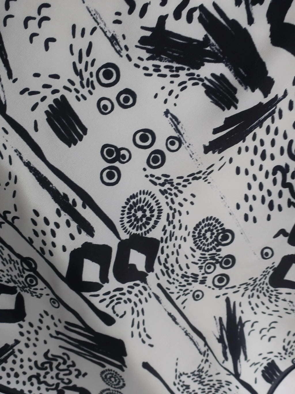 Elegant Black and White Silk Scarf with Abstract Art Desig - Scarves4you