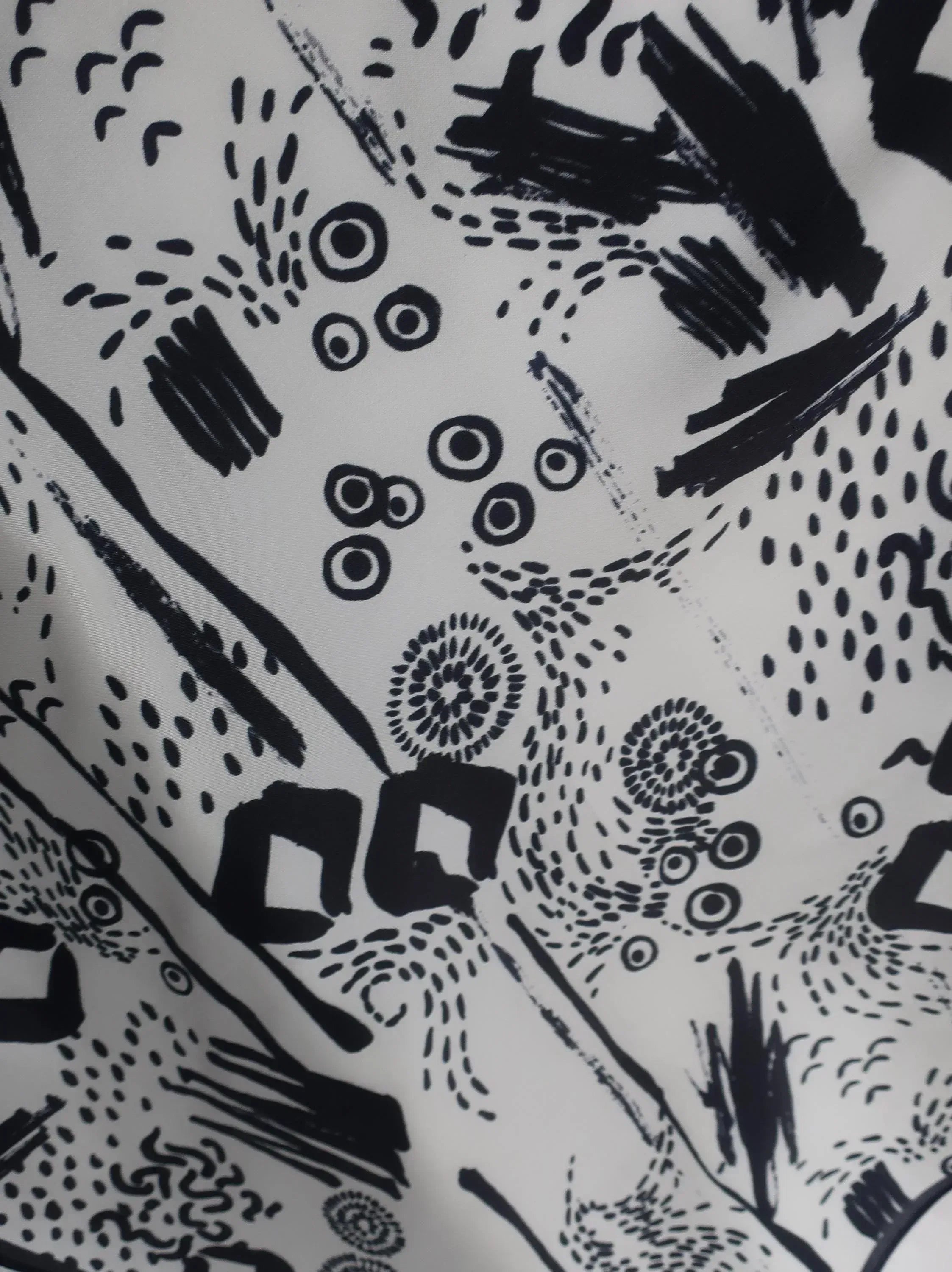 Elegant Black and White Silk Scarf with Abstract Art Desig - Scarves4you