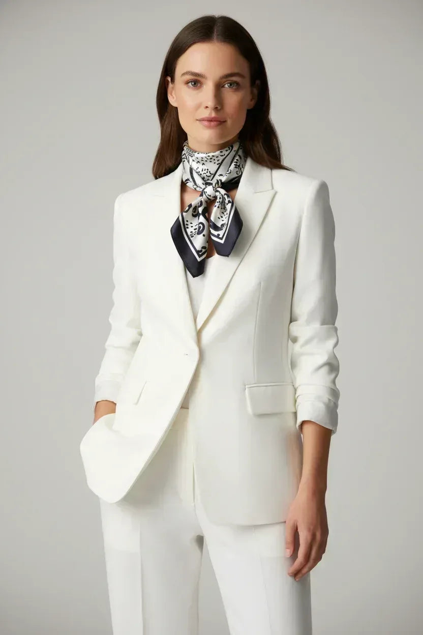 Elegant Black and White Silk Scarf with Abstract Art Desig - Scarves4you