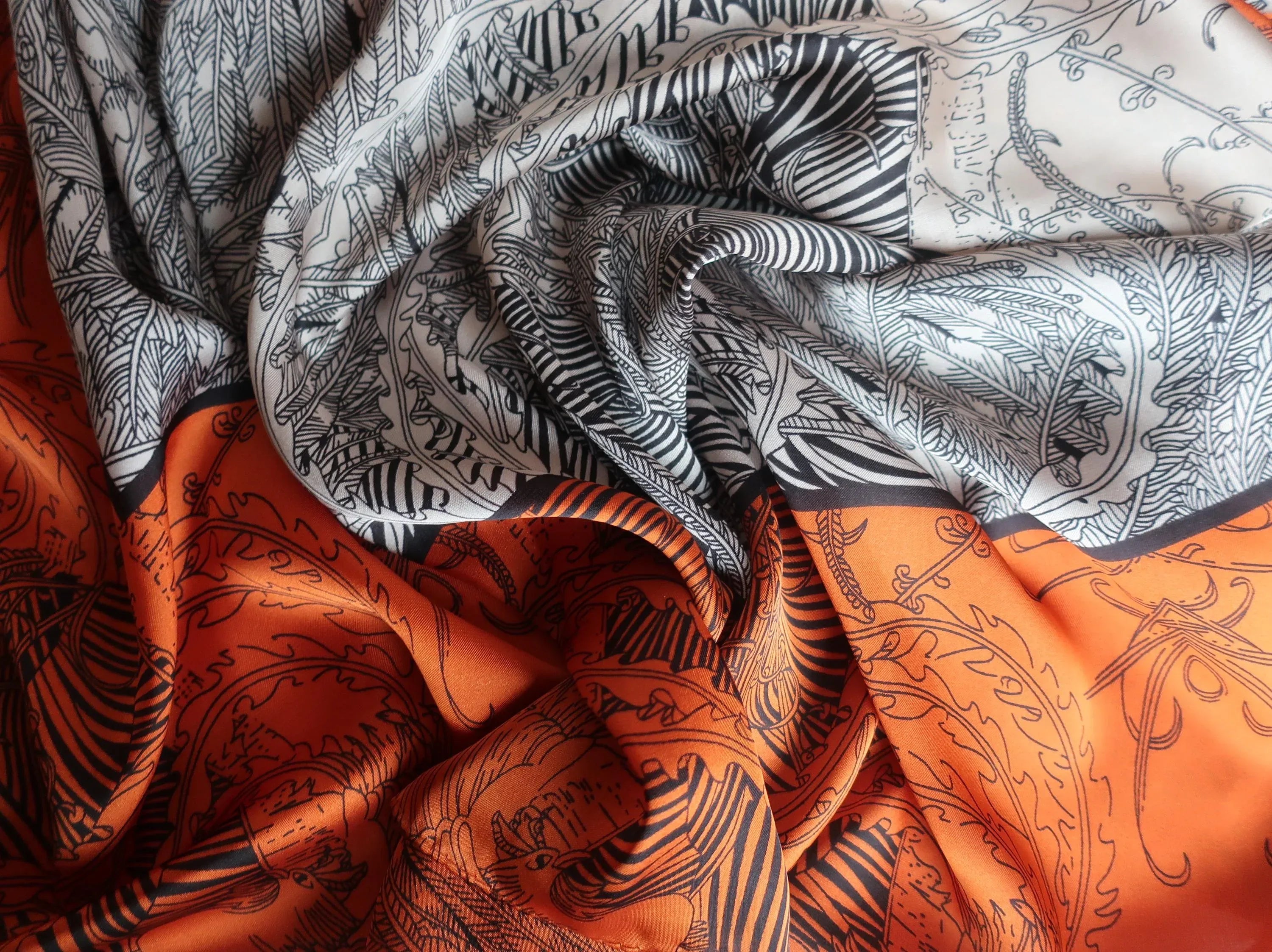 Grey Orange Scarf 100x100cm - Silk Feel Polyester Square Scarf - Scarves4you