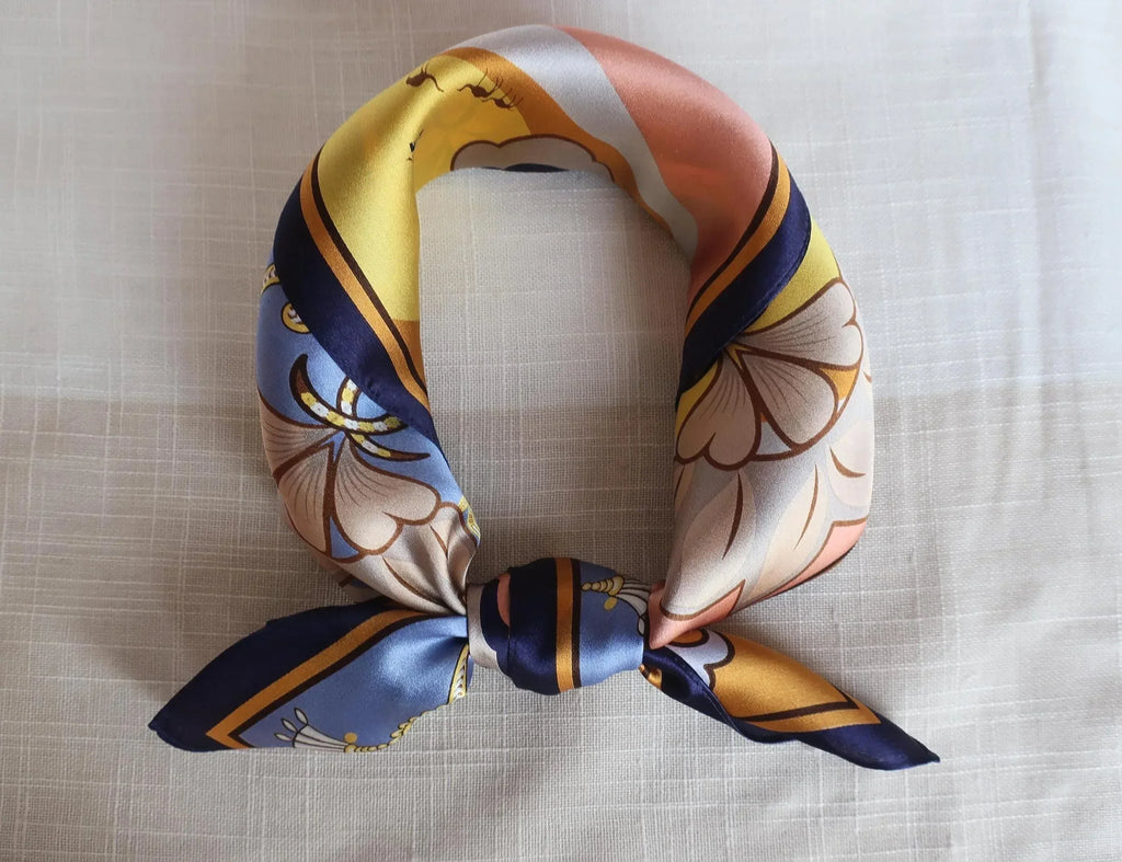 53x53 cm Mulberry Silk Scarf | Colorful Floral Garden | Luxury Square Scarf | Women's & Men's Neckerchief - Scarves4you