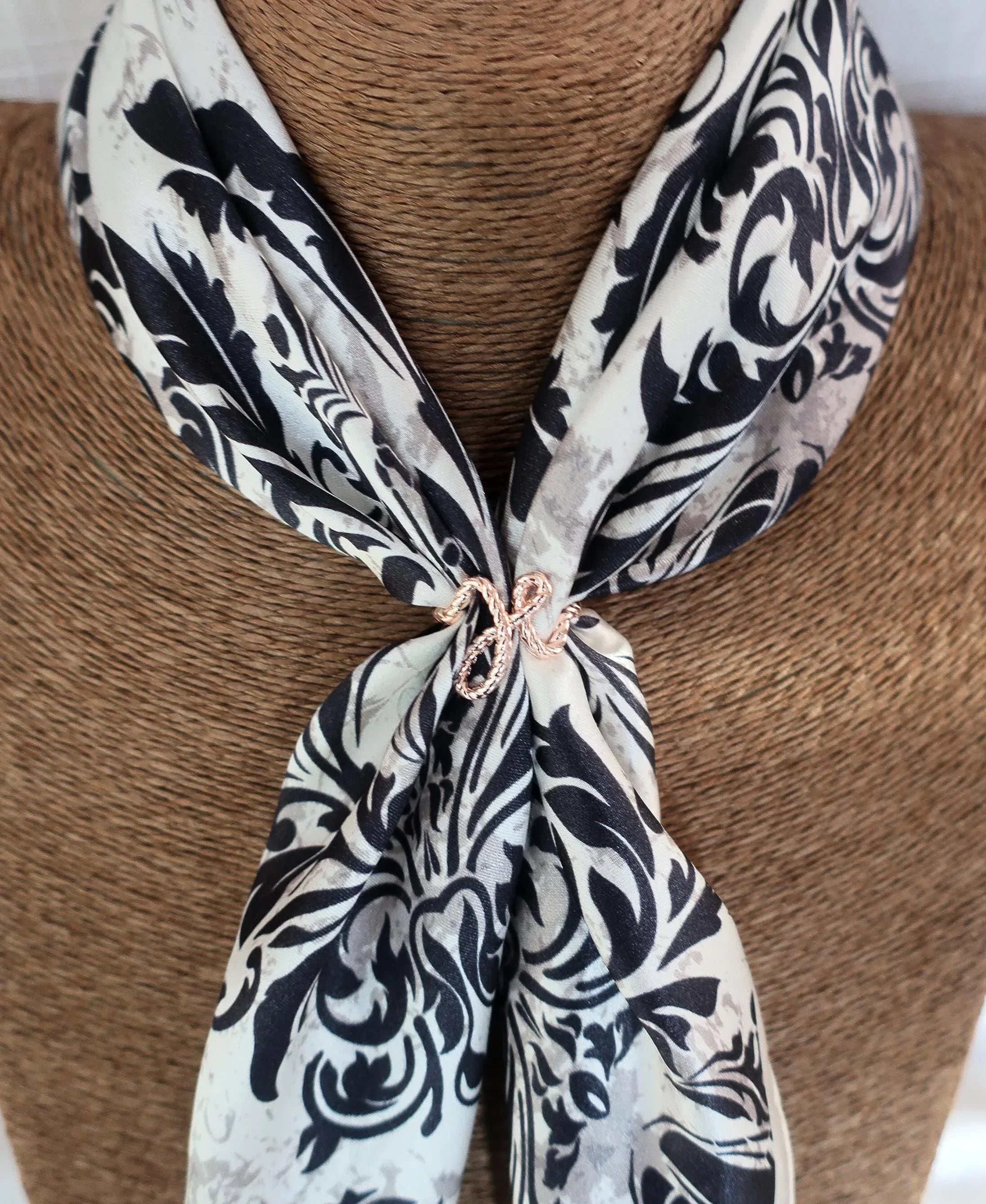 Navy Baroque Silk Scarf 53x53cm | 100% Mulberry Silk Neckerchief - Scarves4you