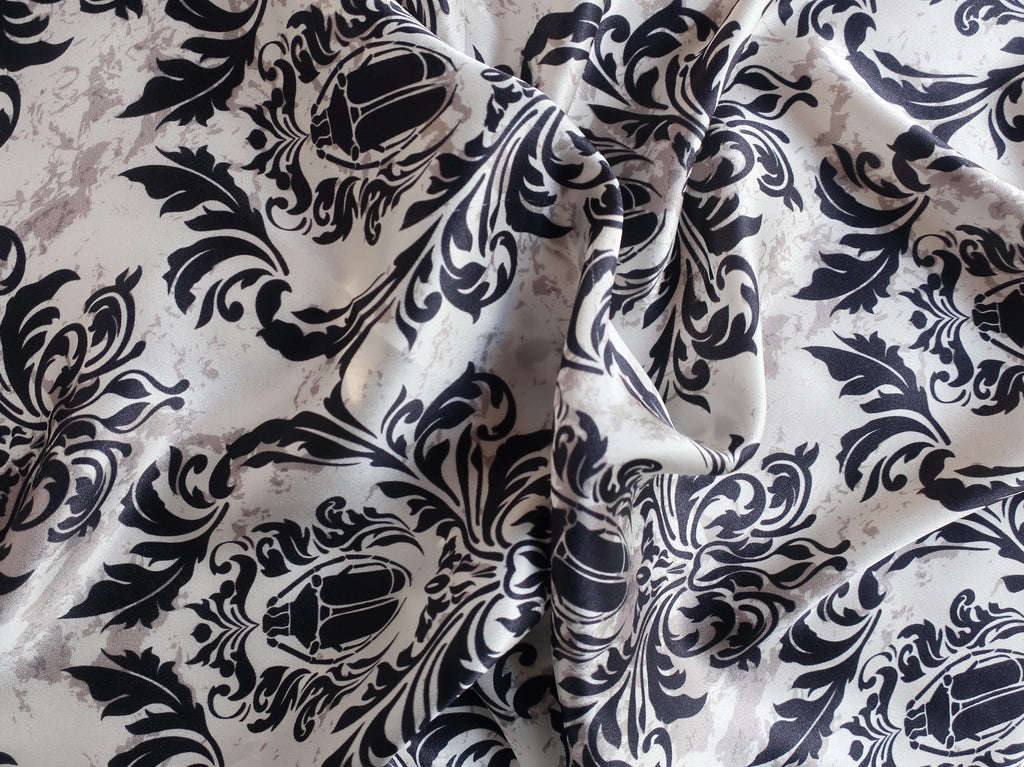 Navy Baroque Silk Scarf 53x53cm | 100% Mulberry Silk Neckerchief - Scarves4you