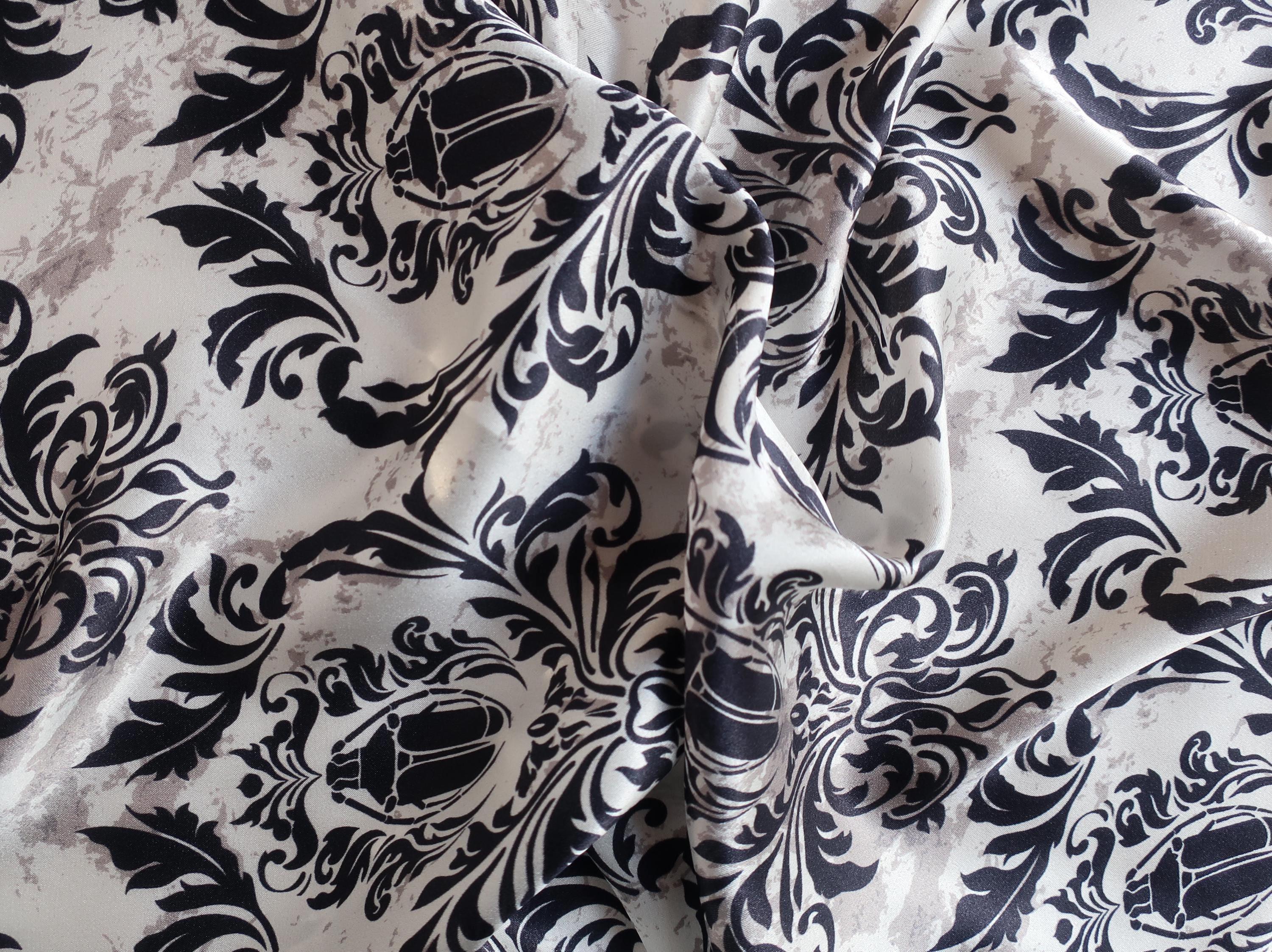 Navy Baroque Silk Scarf 53x53cm | 100% Mulberry Silk Neckerchief - Scarves4you