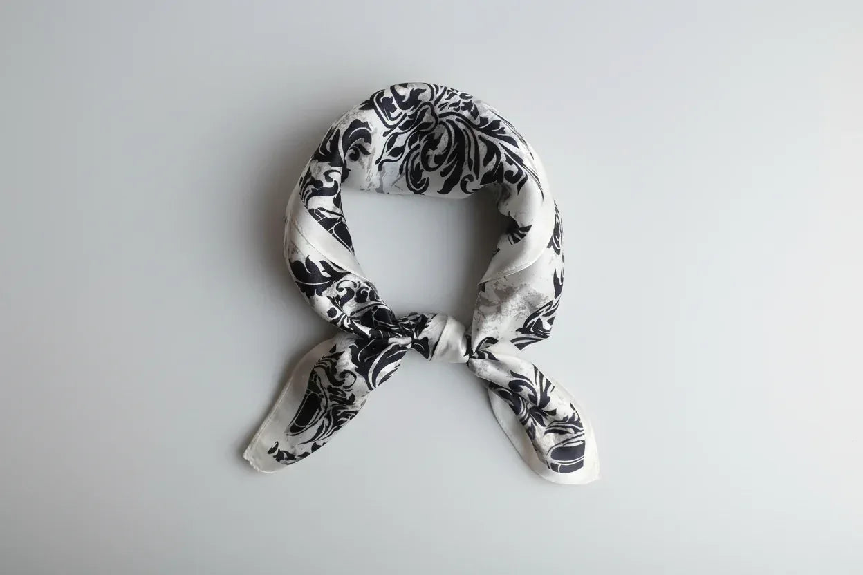 Navy Baroque Silk Scarf 53x53cm | 100% Mulberry Silk Neckerchief - Scarves4you