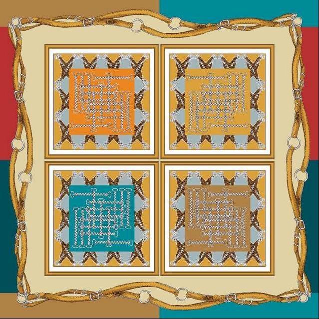 Silk Square Scarf 70×70 cm – Equestrian Chain Print | 4 Color Variations - Scarves4you
