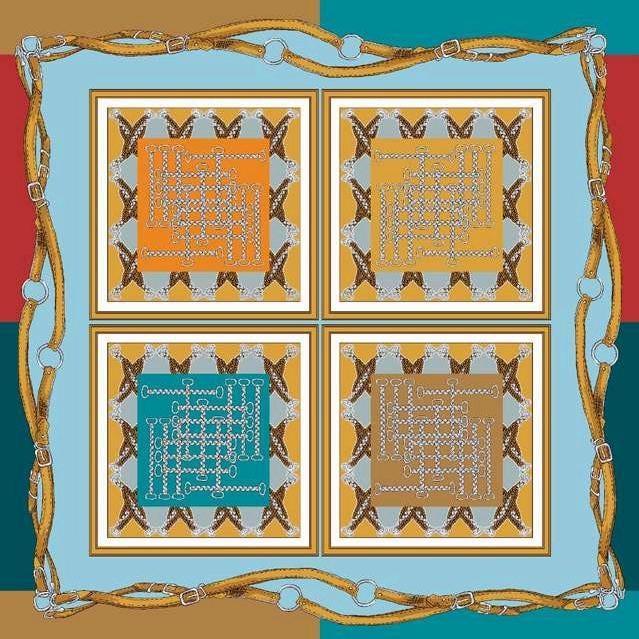 Silk Square Scarf 70×70 cm – Equestrian Chain Print | 4 Color Variations - Scarves4you