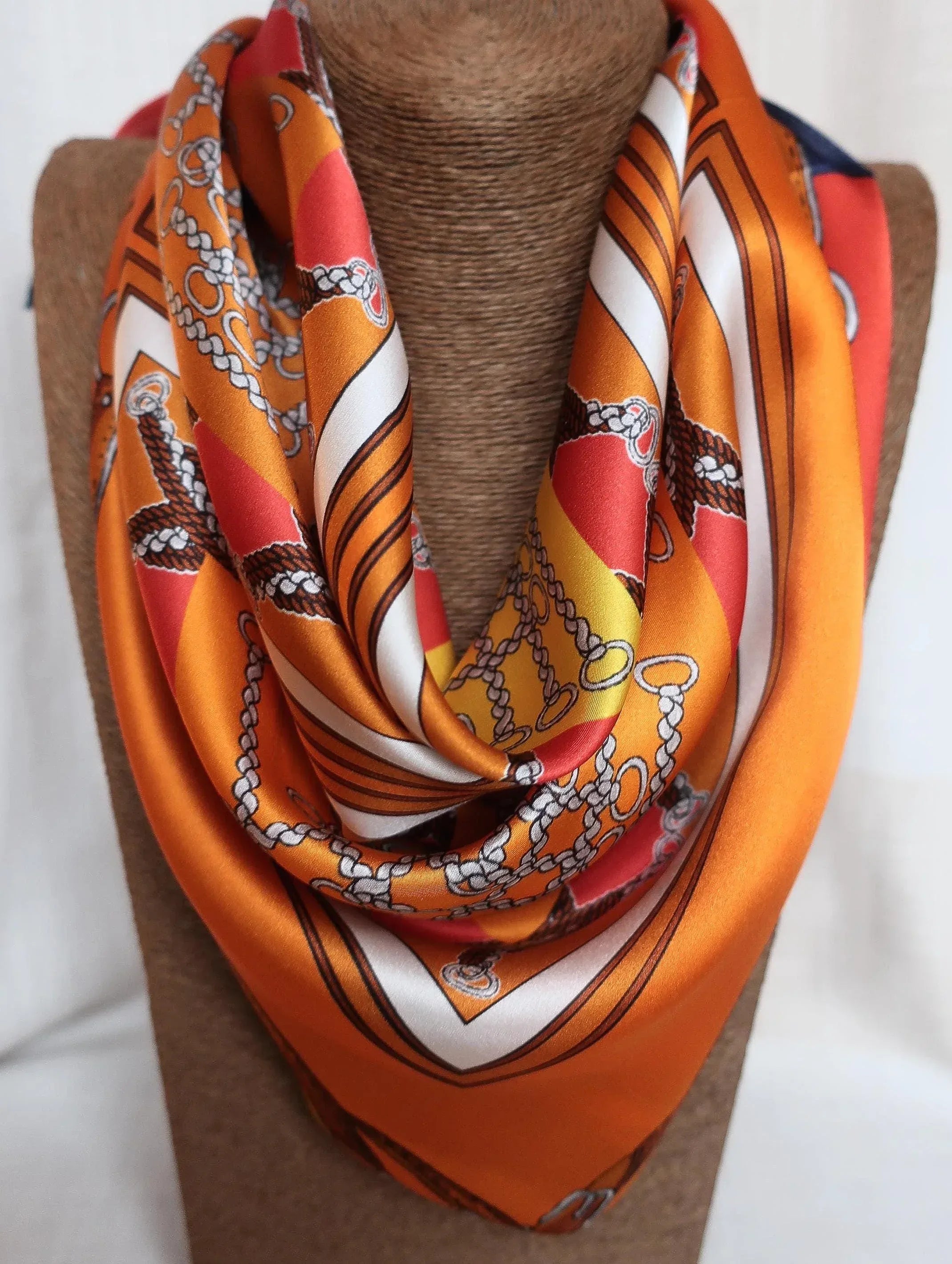 Silk Square Scarf 70×70 cm – Equestrian Chain Print | 4 Color Variations - Scarves4you