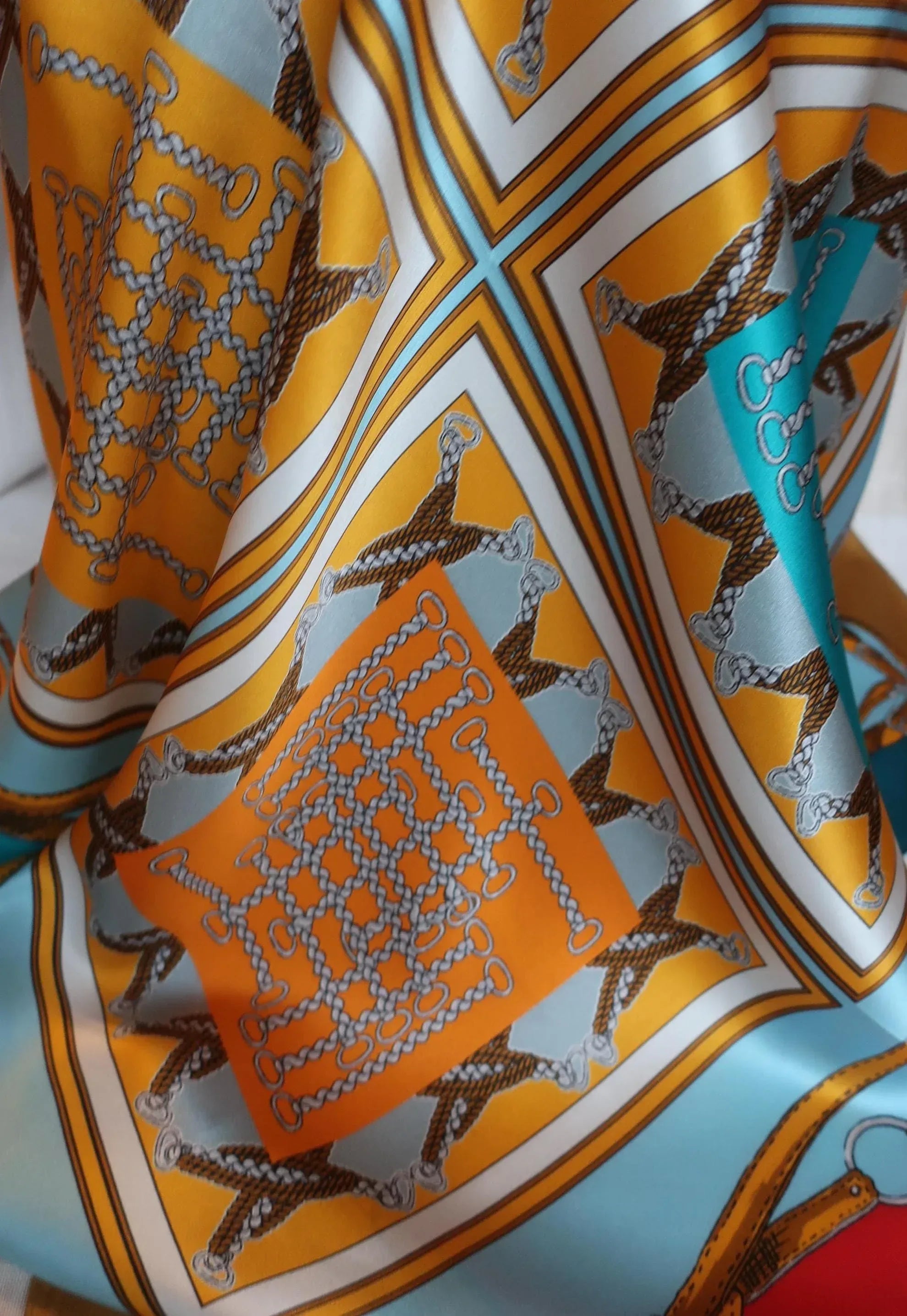 Silk Square Scarf 70×70 cm – Equestrian Chain Print | 4 Color Variations - Scarves4you