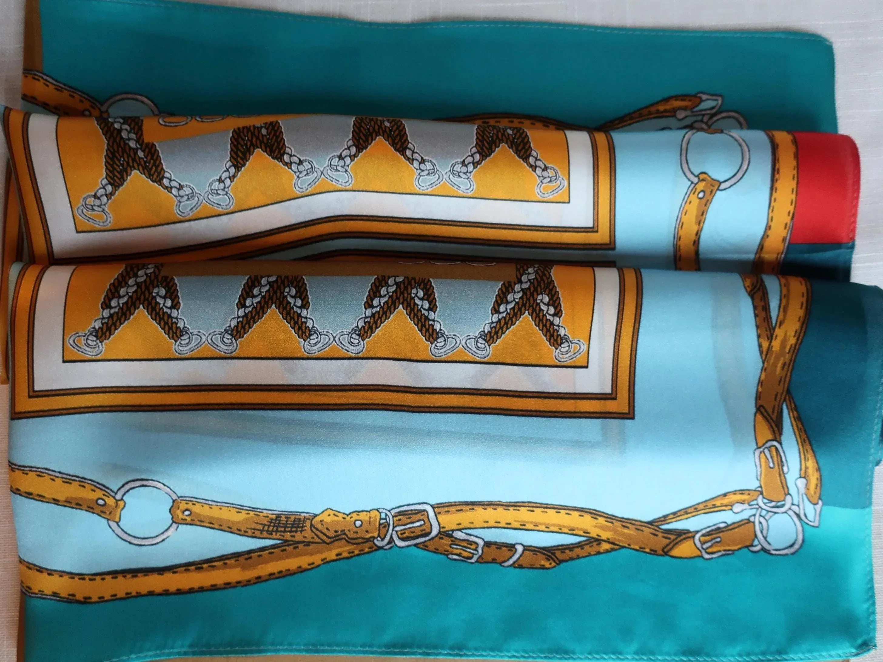 Silk Square Scarf 70×70 cm – Equestrian Chain Print | 4 Color Variations - Scarves4you