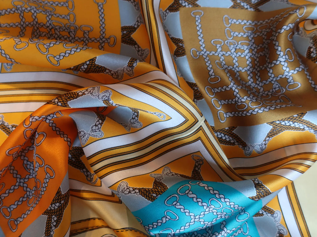 Silk Square Scarf 70×70 cm – Equestrian Chain Print | 4 Color Variations - Scarves4you