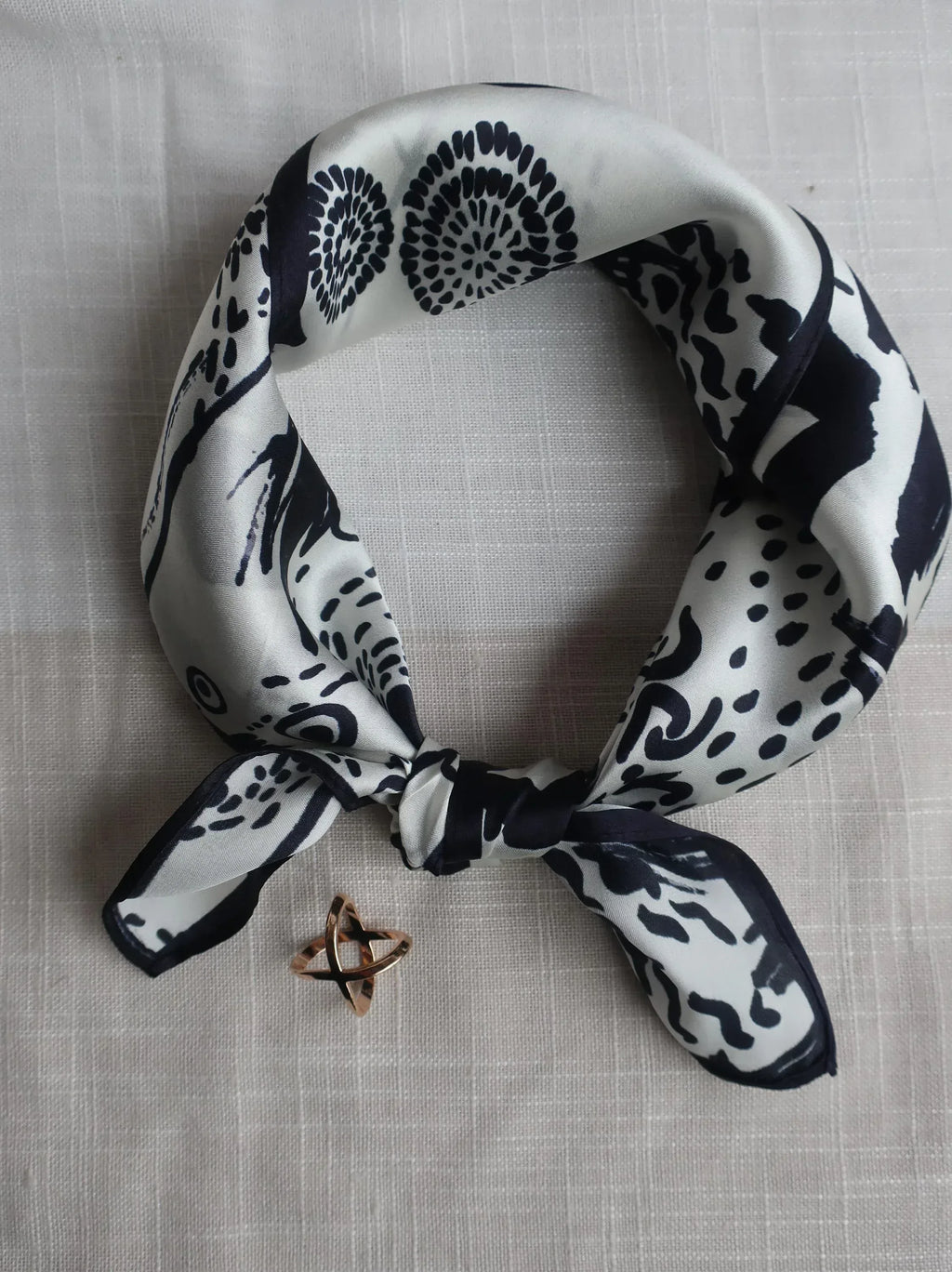 Elegant Black and White Silk Scarf with Abstract Art Desig - Scarves4you