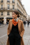 Grey Orange Scarf 100x100cm - Silk Feel Polyester Square Scarf - Scarves4you