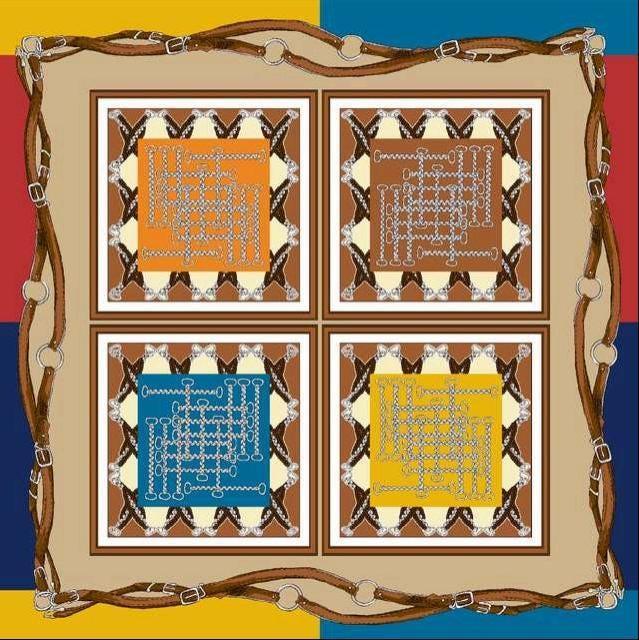 Silk Square Scarf 70×70 cm – Equestrian Chain Print | 4 Color Variations - Scarves4you
