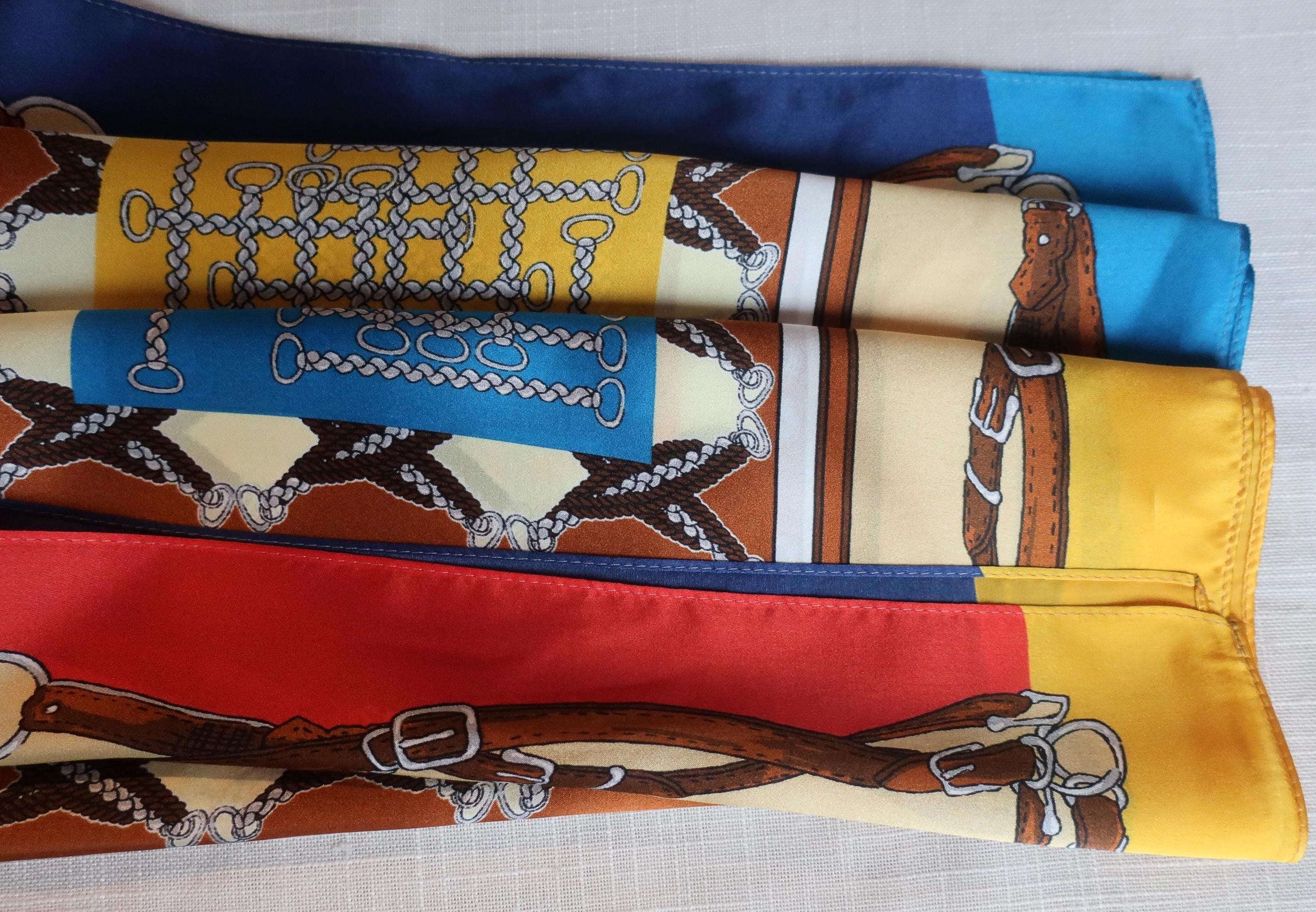 Silk Square Scarf 70×70 cm – Equestrian Chain Print | 4 Color Variations - Scarves4you