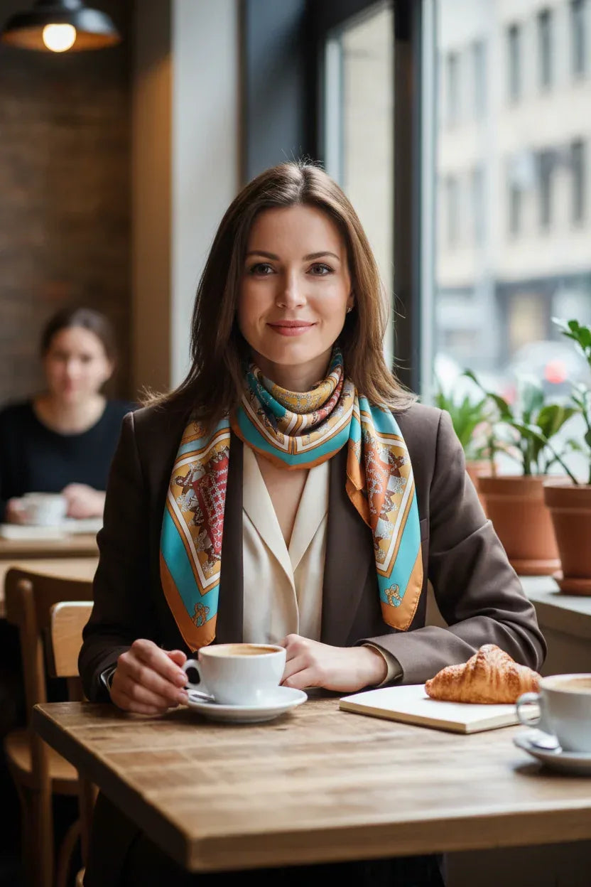 Silk Square Scarf 70×70 cm – Equestrian Chain Print | 4 Color Variations - Scarves4you