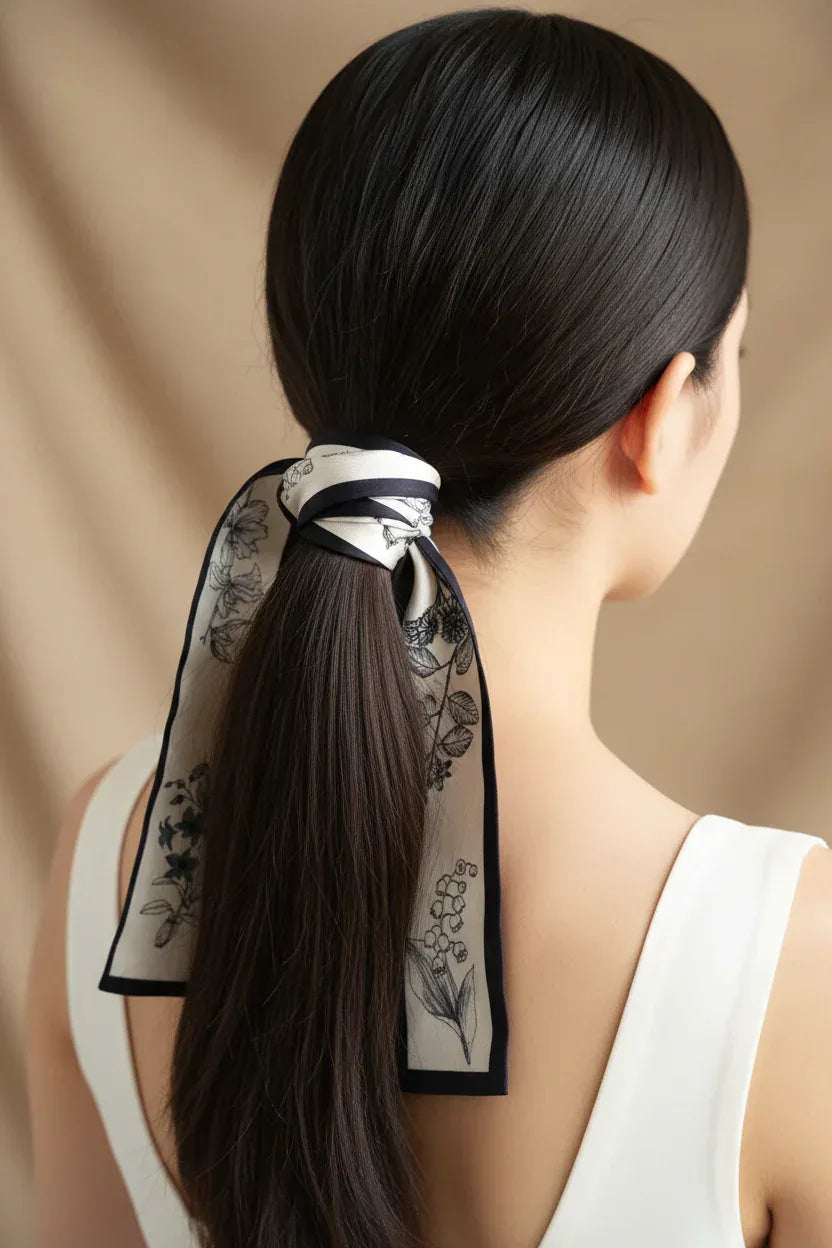 Skinny Scarf 125×7 cm – Floral Print Hair Ribbon | Versatile Headband & Neck Tie - Scarves4you