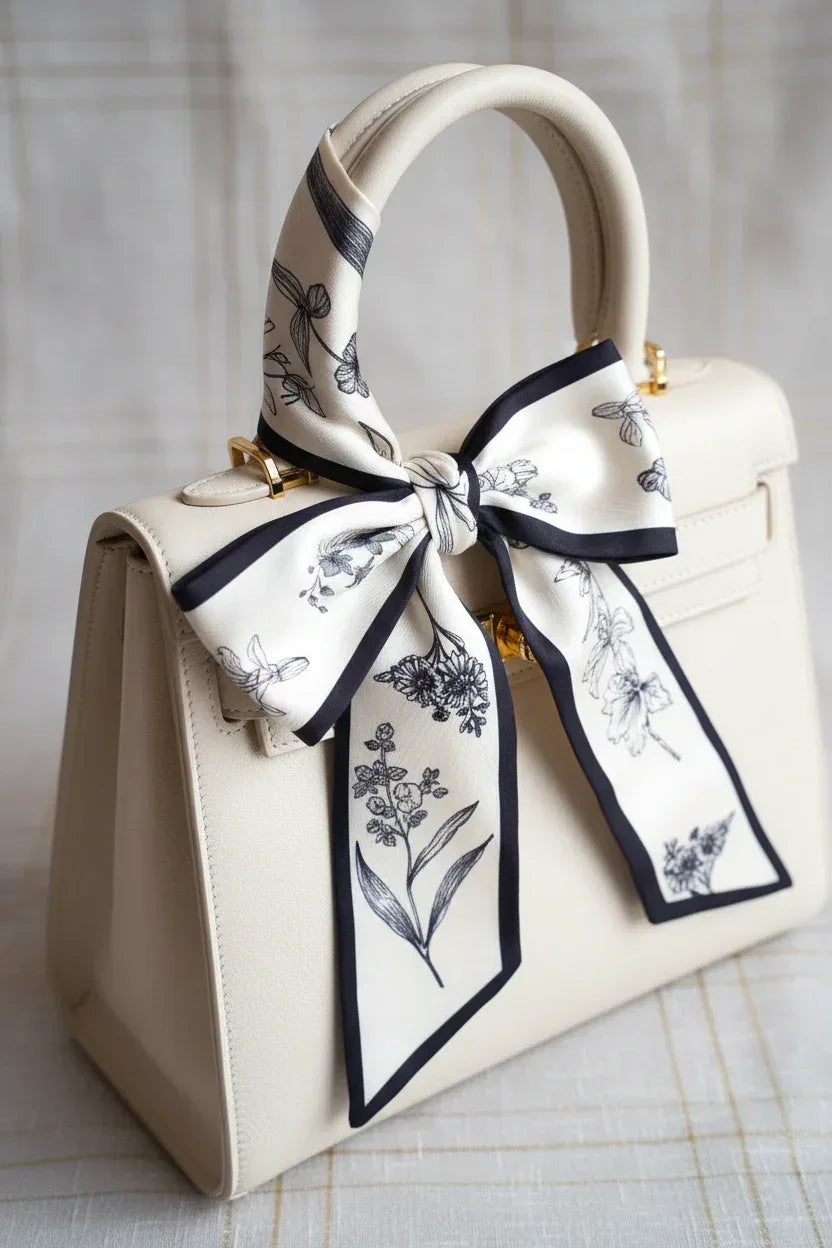 Skinny Scarf 125×7 cm – Floral Print Hair Ribbon | Versatile Headband & Neck Tie - Scarves4you