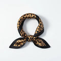 Silk Square Scarf 53×53 cm – Leopard Print with Black Border | Animal Print Bandana - Scarves4you