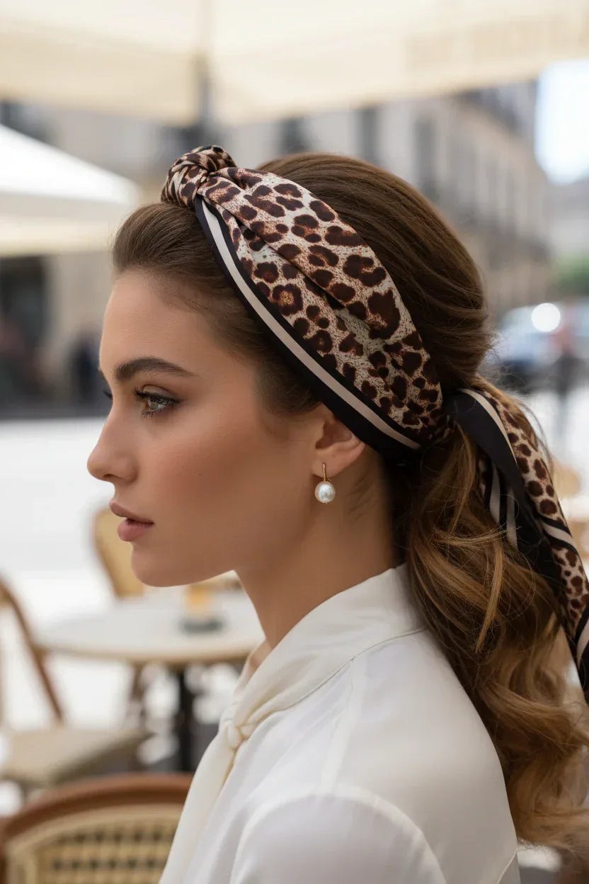Silk Square Scarf 53×53 cm – Leopard Print | Animal Pattern Bandana - Scarves4you