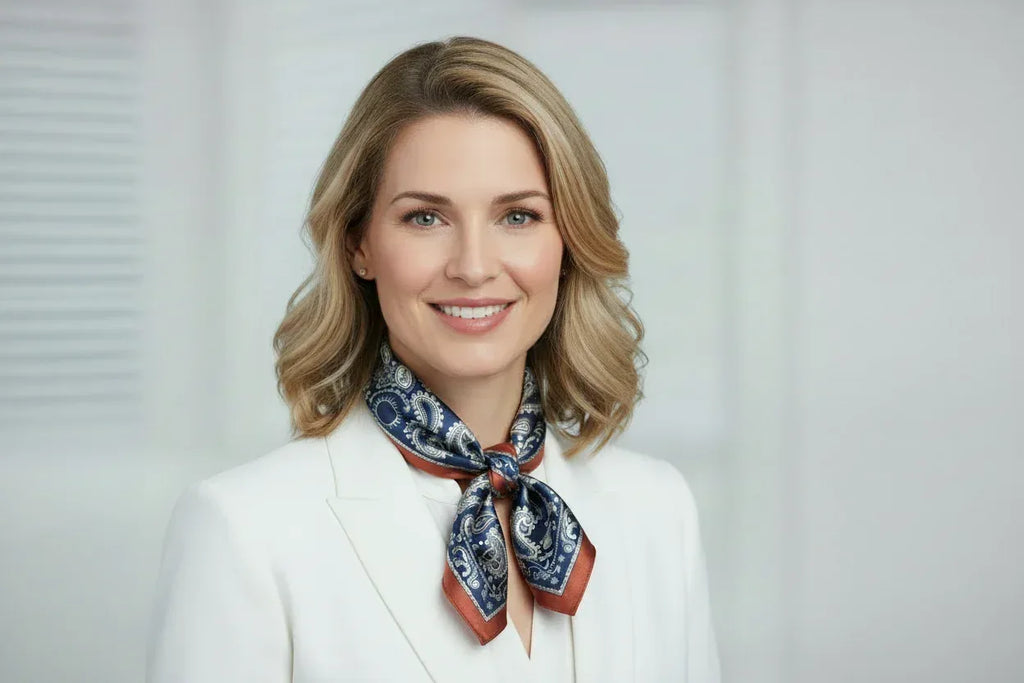 53x53 cm Mulberry Silk Paisley Scarf | Navy Blue | Luxury Square Scarf | Women's & Men's Neckerchief - Scarves4you