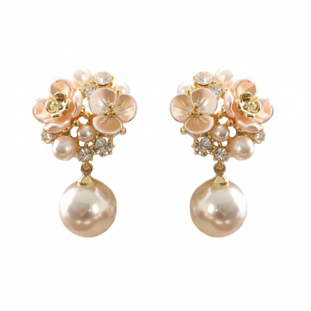 Pearl Earrings White Background