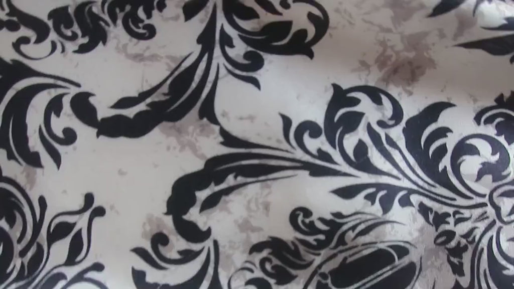 Natural Mulberry Silk Scarf – Navy Baroque Design – 53x53 cm