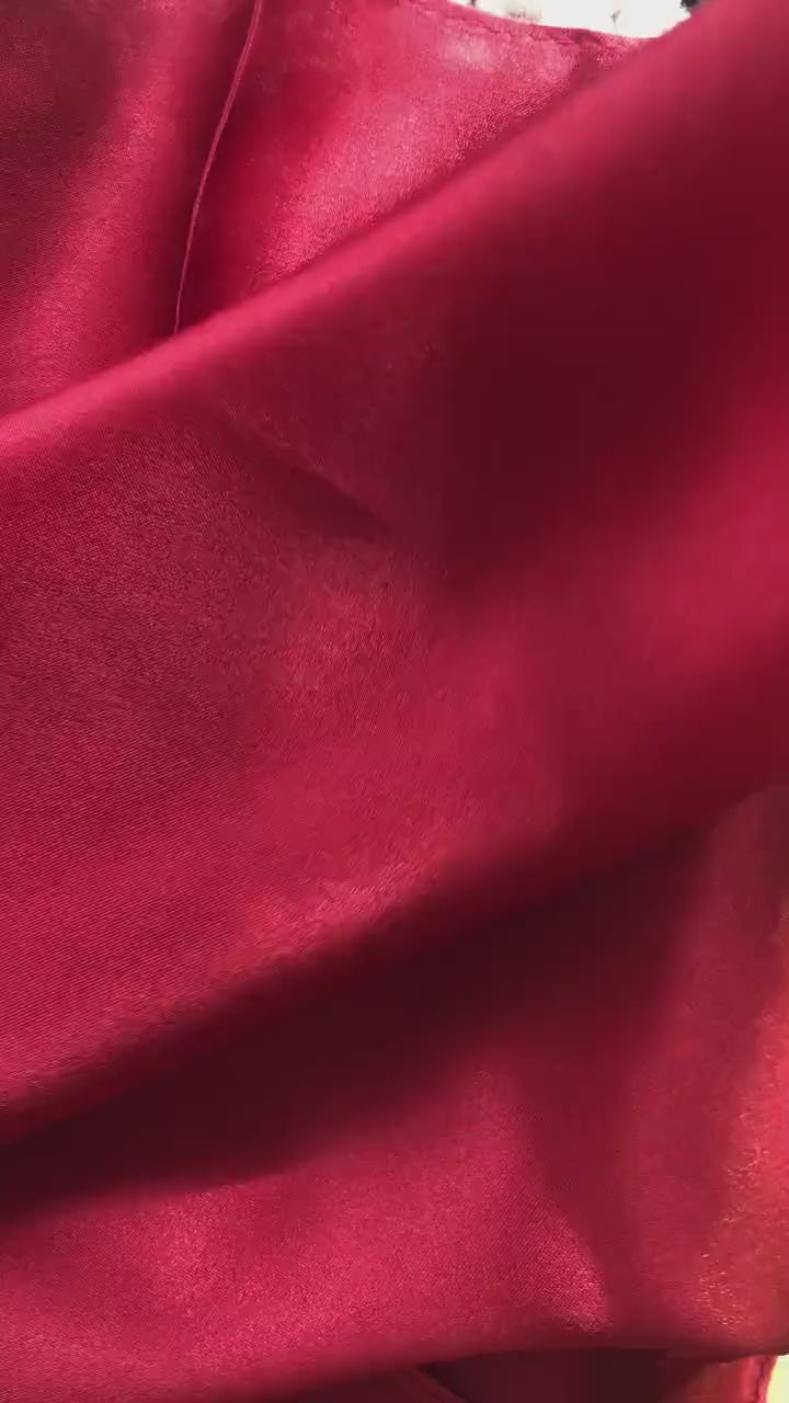 Natural Mulberry Silk Scarf – Red Solid Design – 53x53 cm