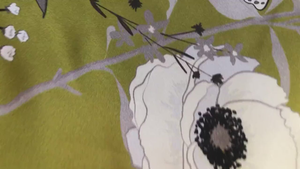 Natural Mulberry Silk Scarf – Yellow Floral Print White Flowers Design – 53x53 cm