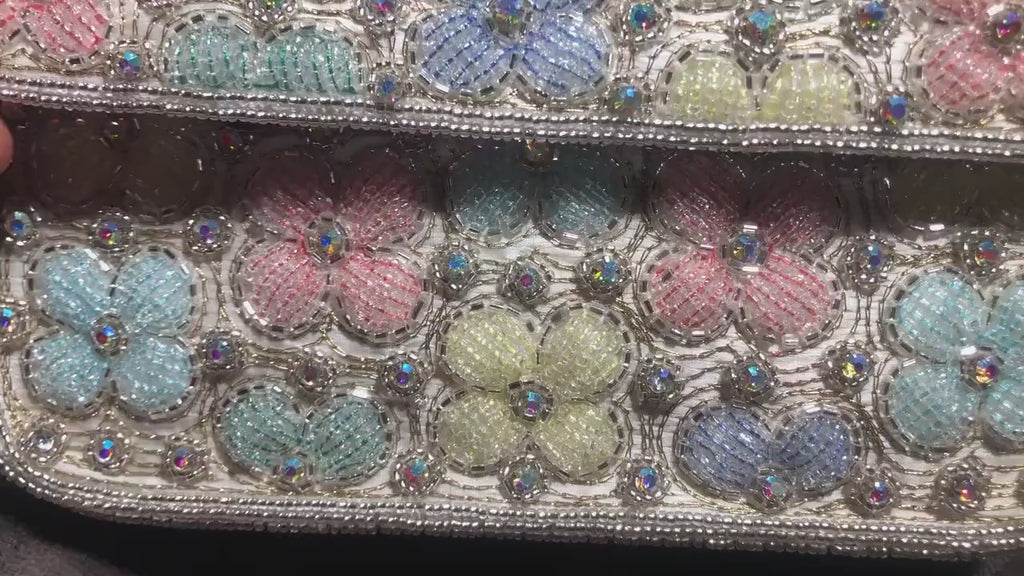 Beaded Floral Clutch Bag - Handcrafted Evening Purse
