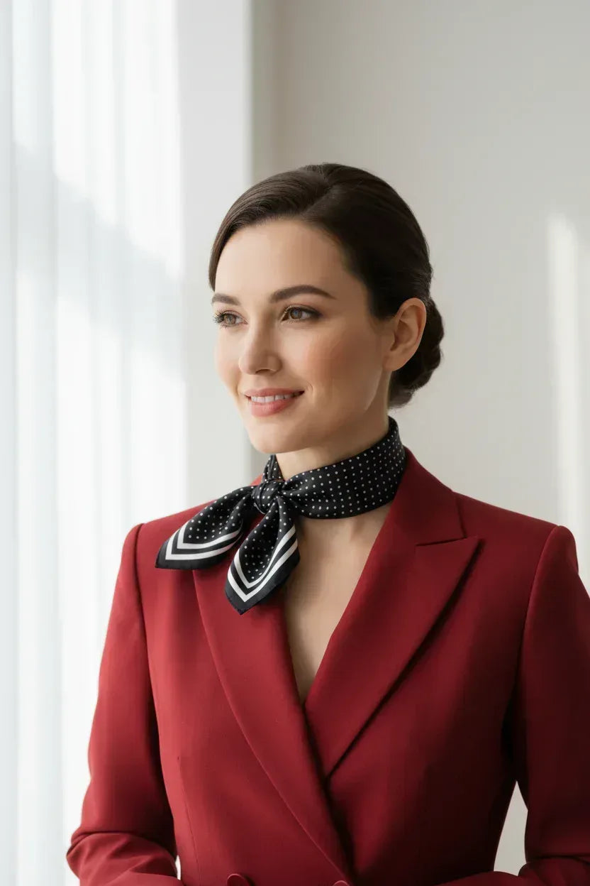 Black Polka Dot Silk Scarf 53×53 cm | Classic Bandana - Scarves4you