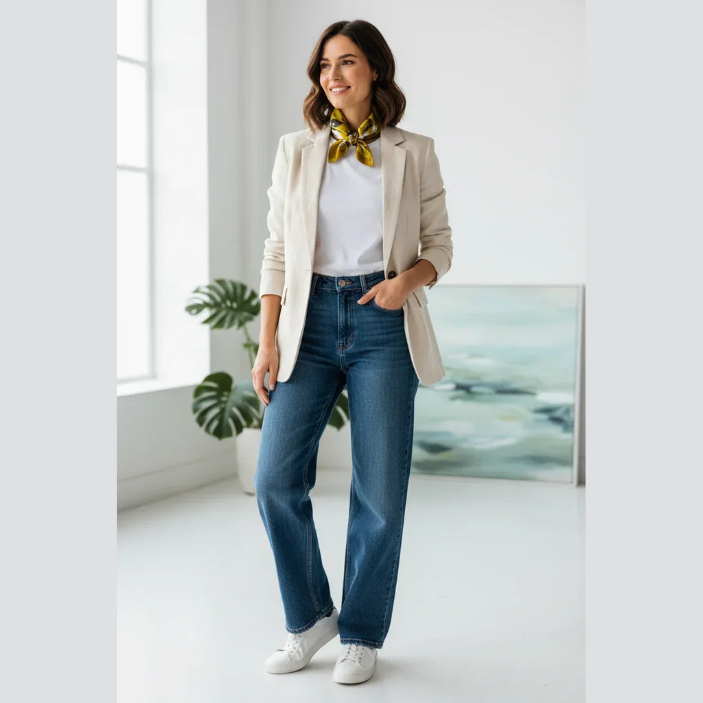 Silk Square Scarf 53×53 cm – Yellow Floral Print | White Flowers & Black Leaves - Scarves4you