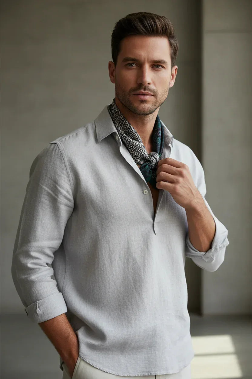 53x53 cm Mulberry Silk Ornamental Scarf | Dark Green Black | Greek Key Border | Luxury Square Scarf - Scarves4you